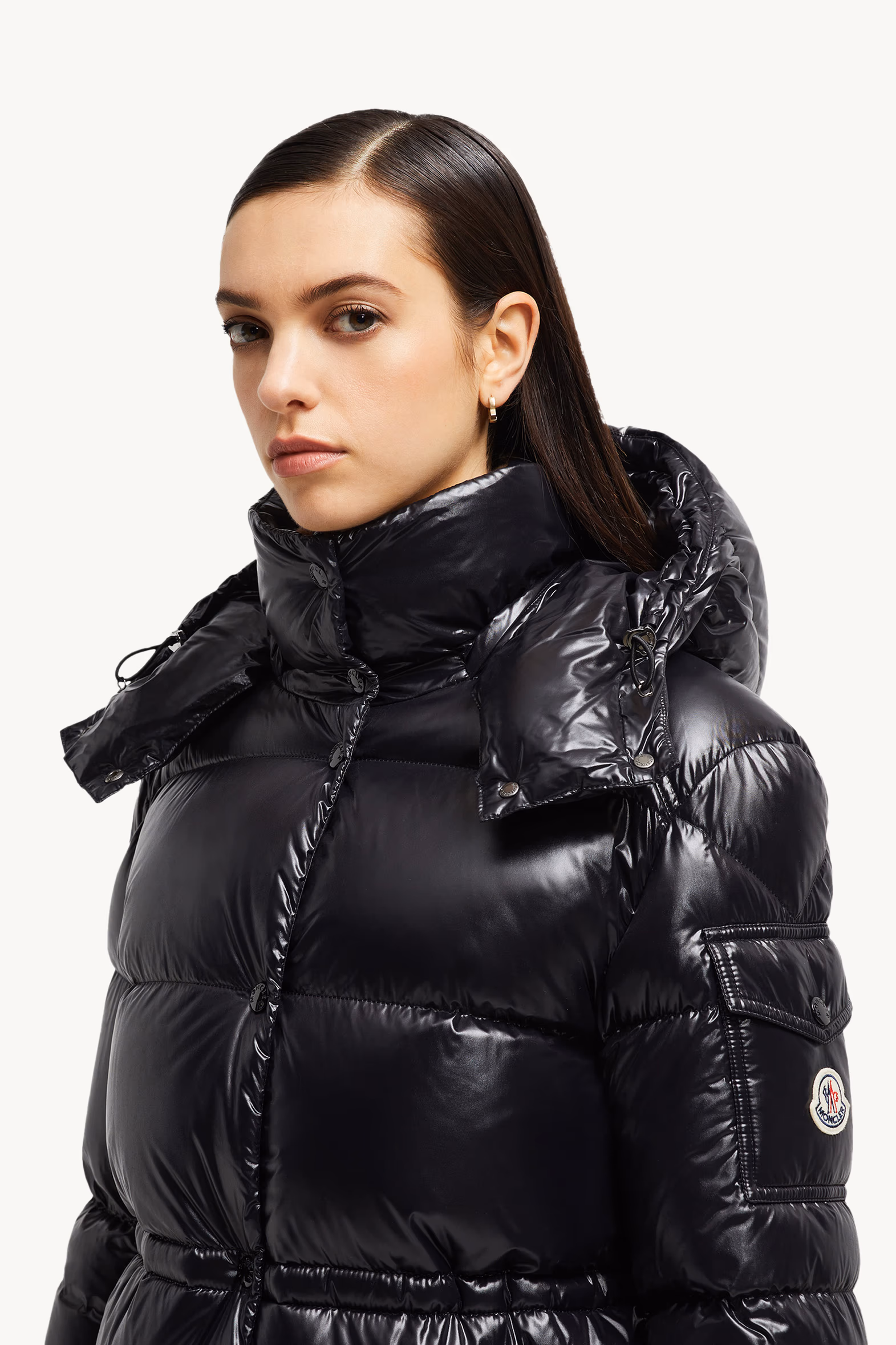 Cavettaz Hooded Long Down Jacket Women Black Moncler 4